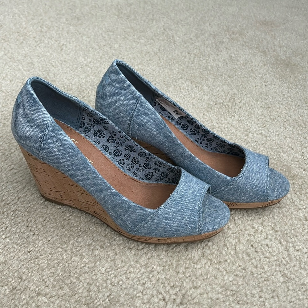 Tom’s wedges, worn once.